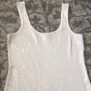 EXPRESS SEQUINS SEQUINED TANK TOP OFF WHITE XS